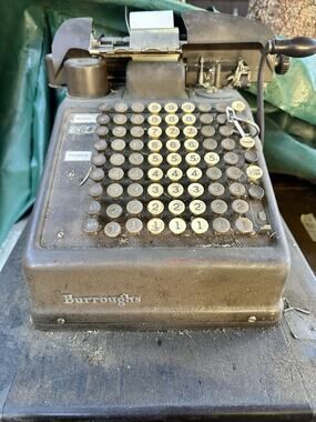Antique Cash Box Burroughs Adding Machine Cash Register American HISOTRY RARE